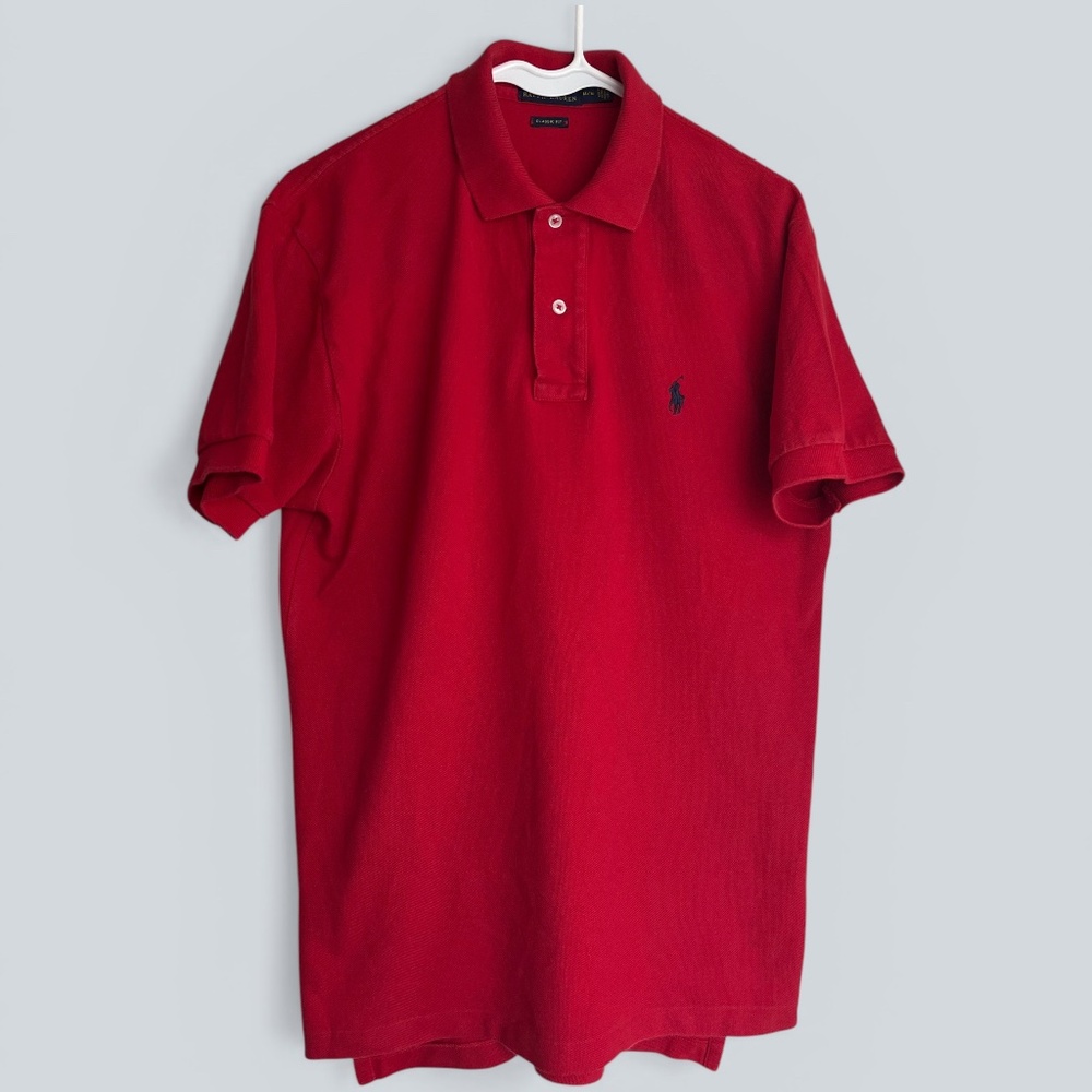 Ralph Lauren MENS Red Pique All-Cotton Polo Shirt Size M